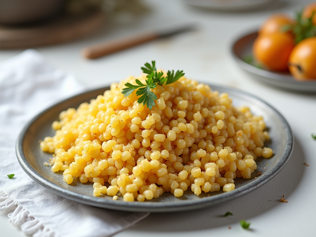 Bowl of prepared couscous