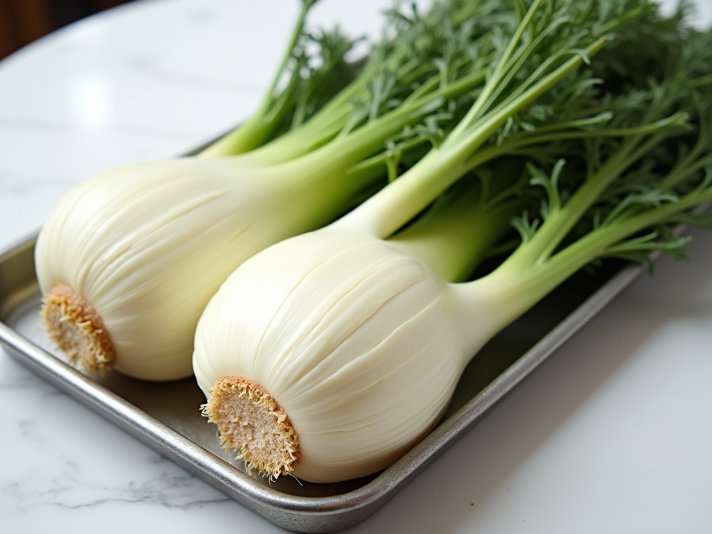 Fresh fennel bulb with stalks and fronds