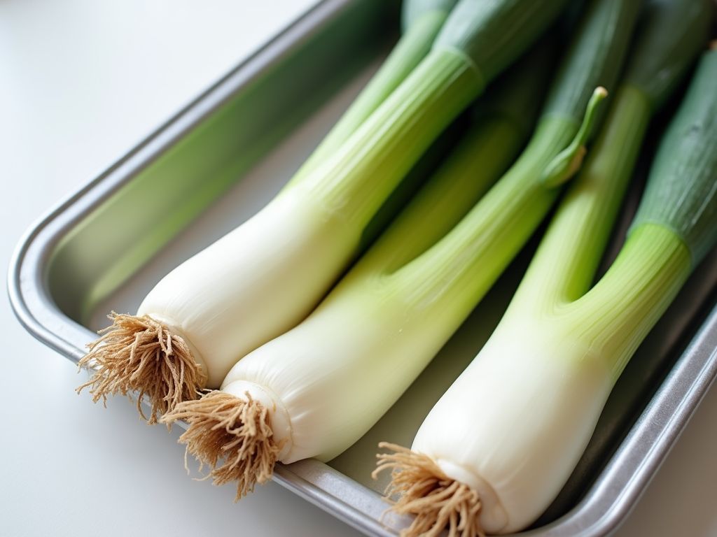 Fresh whole and sliced leeks