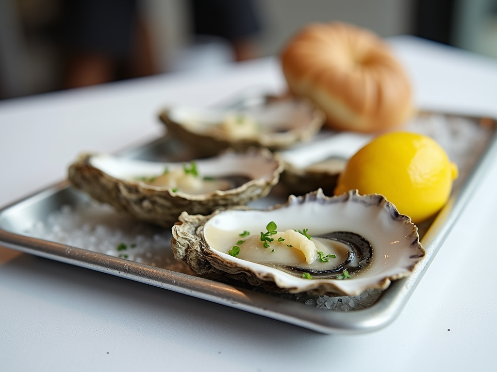 Fresh raw oysters on ice