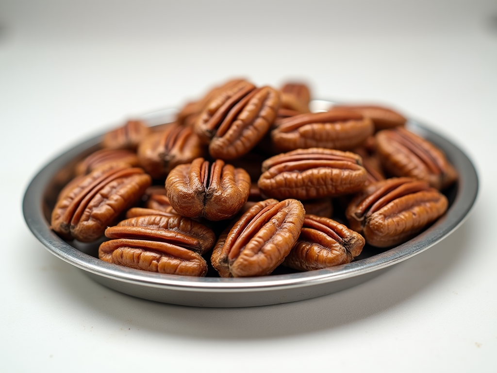 Fresh whole and halved pecans