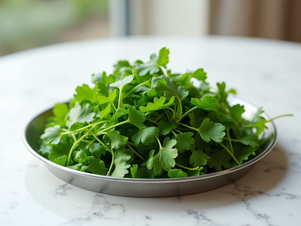 Fresh green watercress leaves